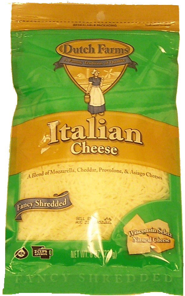 Dutch Farm Italian mozzarella, cheddar, provolone & asiago cheeses; fancy shredded Full-Size Picture